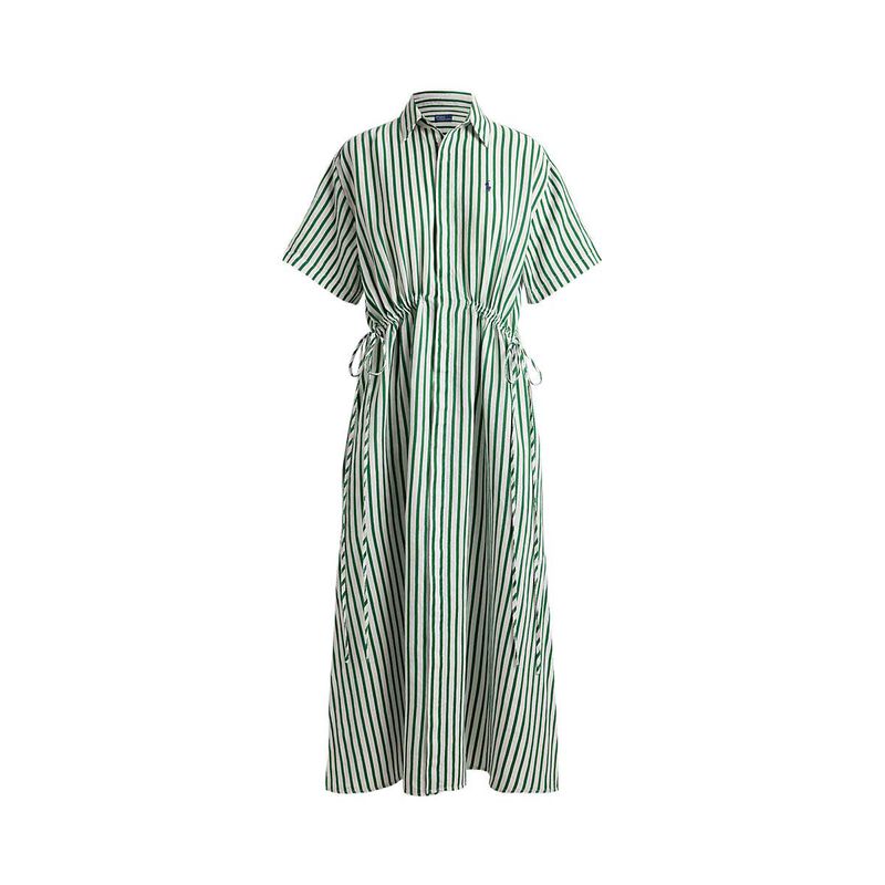 Polo Ralph Lauren Striped Linen Cotton Drawcord Shirtdress image number 1